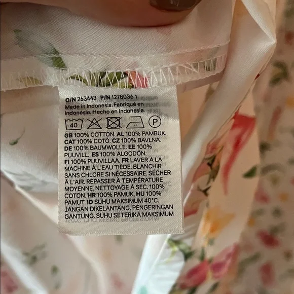NWT H&M Floral Spaghetti-Strap Dress in White with Pink & Yellow Flowers - Picture 5 of 5